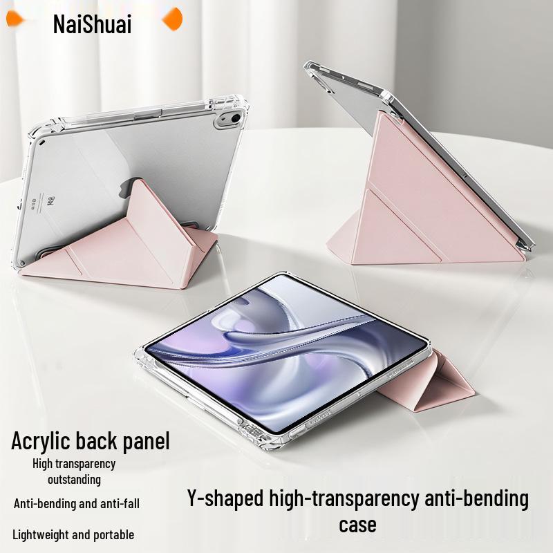iPad Acrylic Protective Case for Pro/Air/Mini - 3+Y Fold Design for 11/13/8.3 Inch - Anti-Bending Tablet Cover