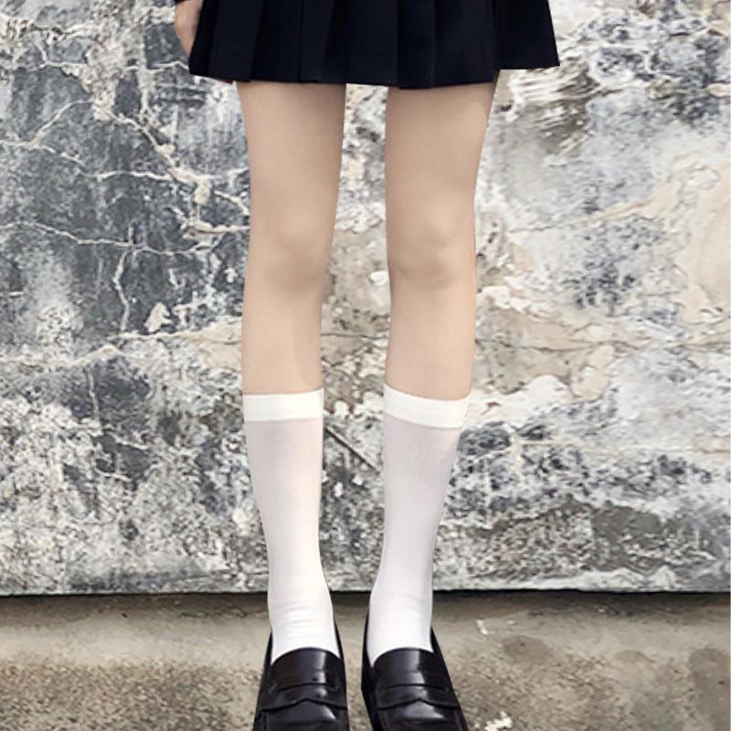 Jk Black White Long Socks for Women Lolita Solid Knee High Velvet Socks Girls Fashion Kawaii Sexy Cosplay Nylon Socks S-XL