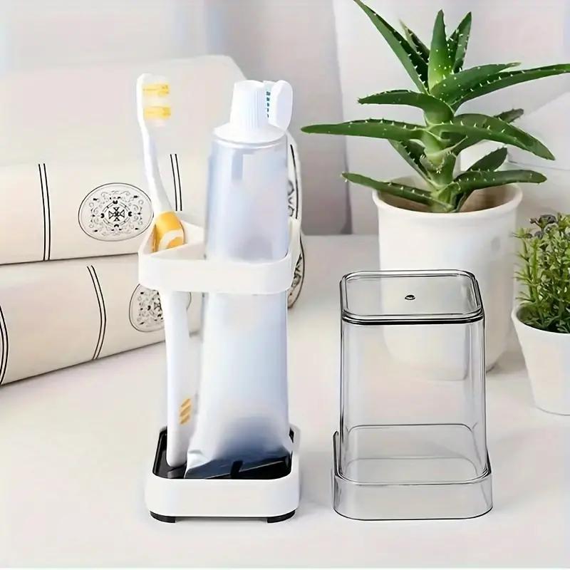 1pcs Compact Toothbrush Holder Space-Saving Storage Organizer with Gargle Cup