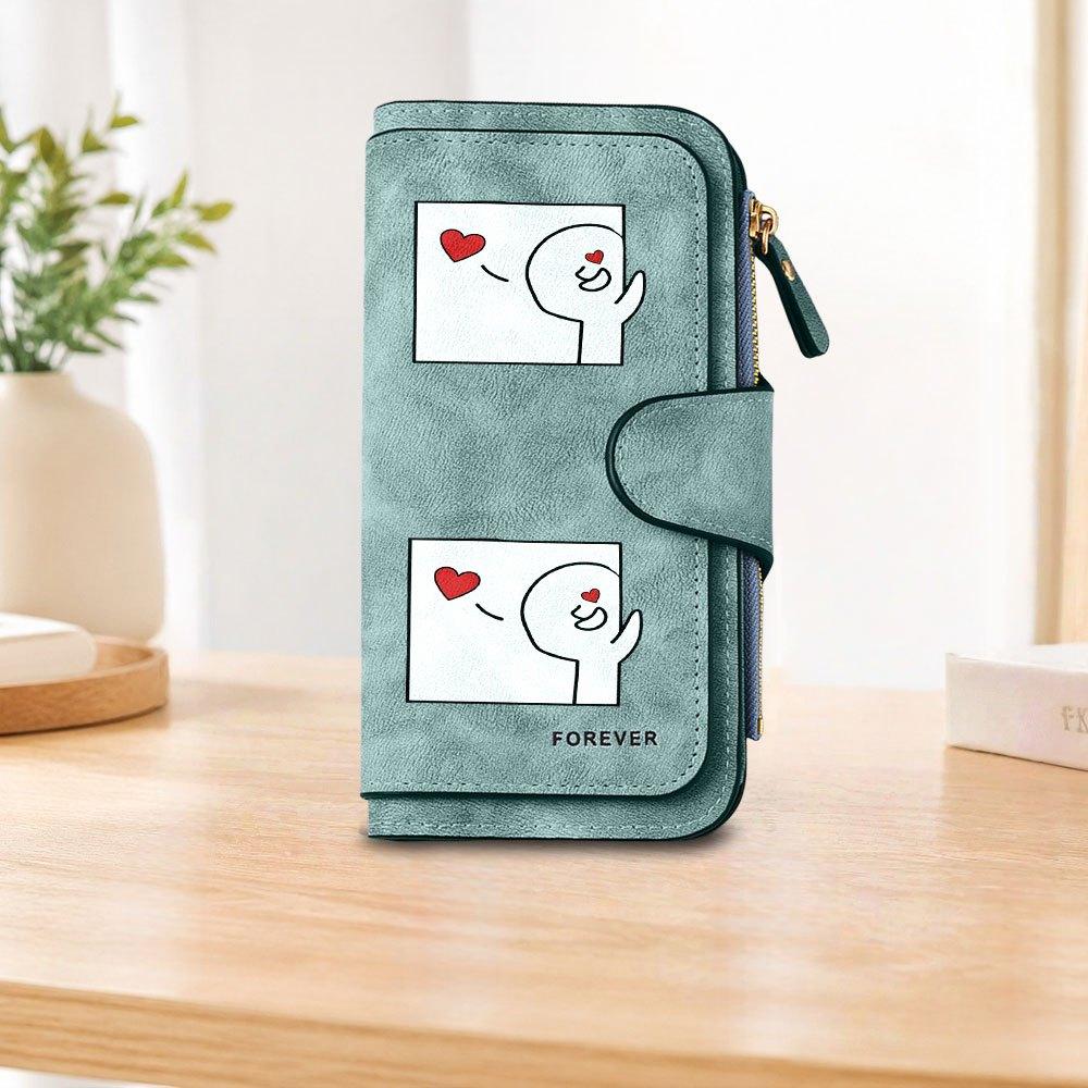 Heart-Shaped Long Zipper Wallet, Large Capacity Card Holder, Unisex Clutch Bag, Fashionable Zipper Coin Purse, Suitable for Daily Use, A Great Gift
