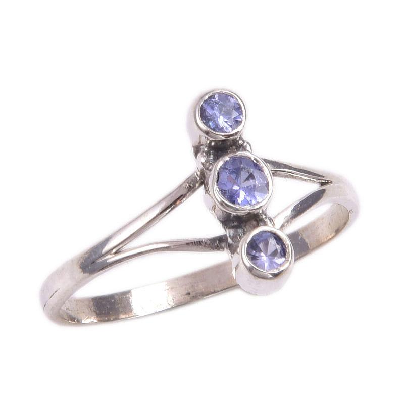Natural Tanzanite Gemstone 925 Solid Sterling Silver Jewelry Ring Size 9 I3u68