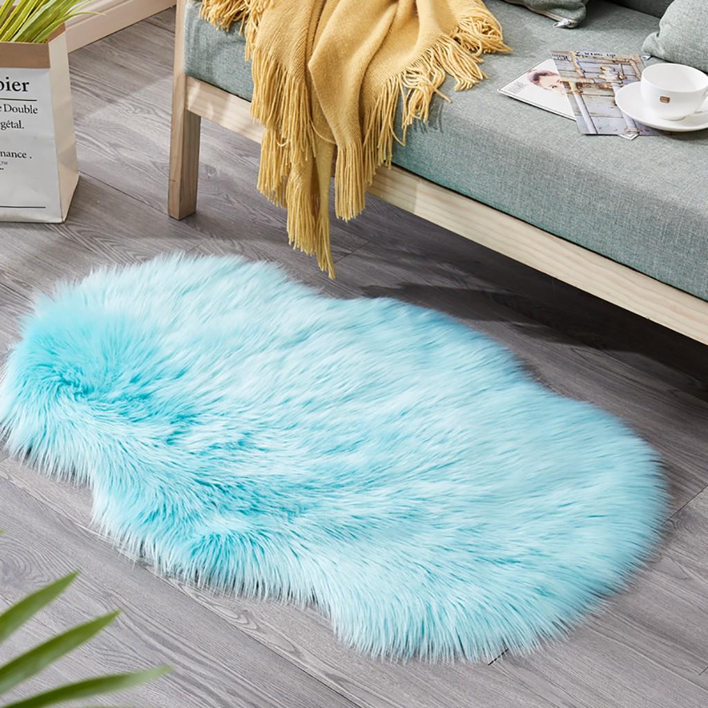Wool Imitation Sheepskin Rugs Faux Non Bedroom Shaggy Carpet Mats