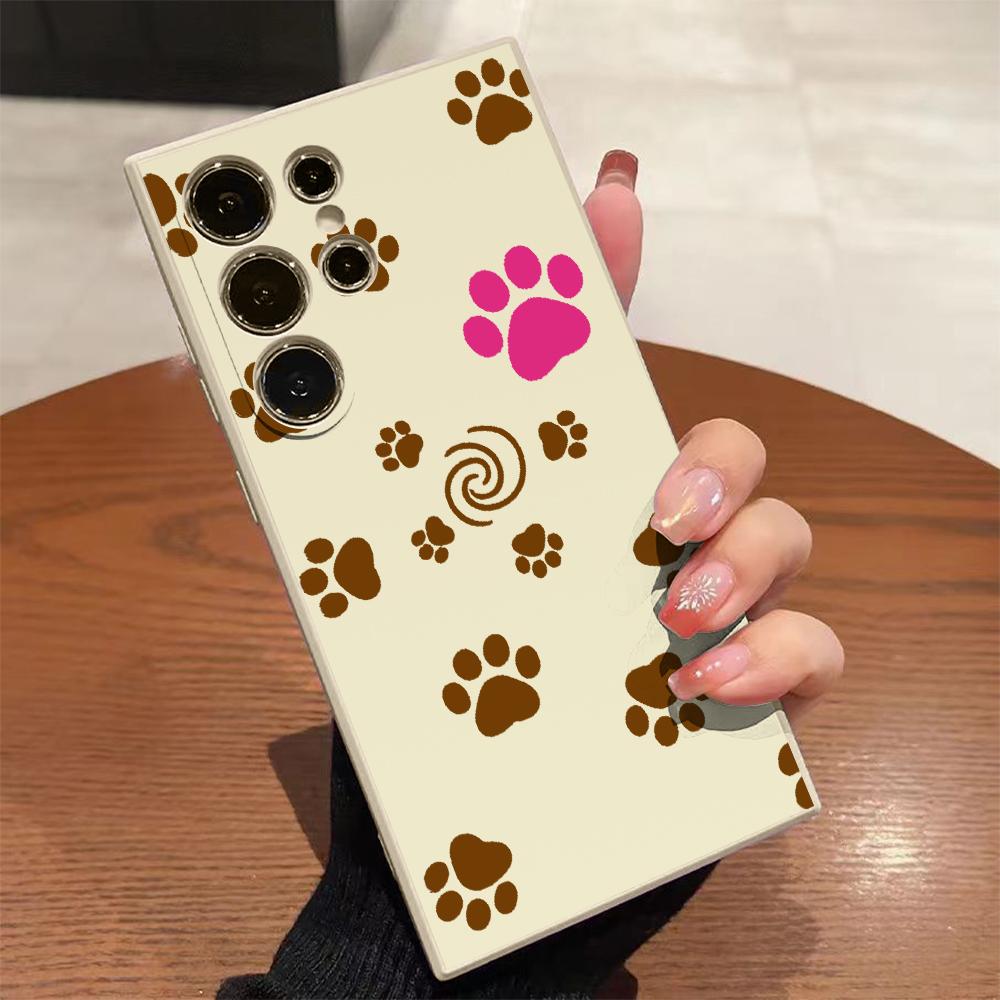 Colorful Paw Prints Pattern Phone Case for Samsung Galaxy S25 S24 Ultra S23 S22 S21 S20 FE Plus Soft TPU Protection Cover