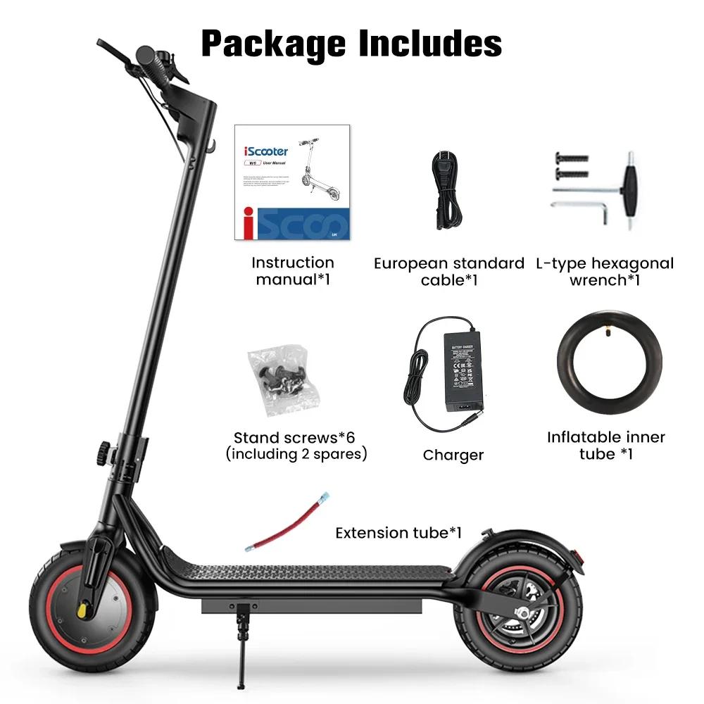 iScooter W6 Urban Electric Scooter with APP Control, 500W Motor, 36V7.8Ah Battery, Up to 35km/h, Raer Disc Brake, 10" Road Tires Foldable E-Scooter
