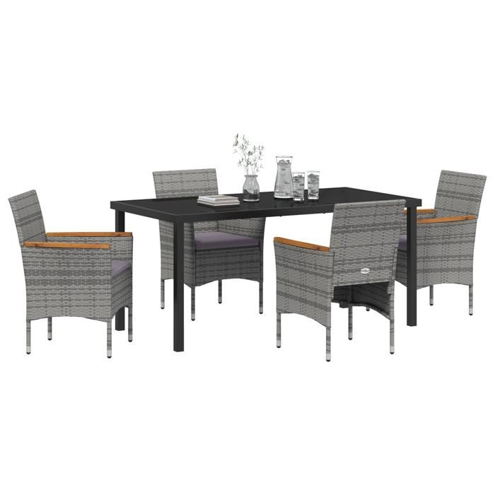 VidaXL Ensemble de dîner de jardin 5 pièces Gris Rotin Poly 3379761
