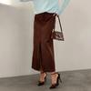 Suede Skirt Women 2026 Spring Faux Suede Leather Regular Fit Pencil Skirts Retro High Waist Commuting Vintage Long Skirt Femme