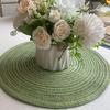 Round Woven Placemats for Table Nordic Faux Cotton Linen Yarn