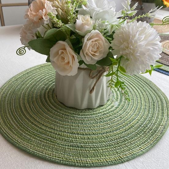 Round Woven Placemats for Table Nordic Faux Cotton Linen Yarn