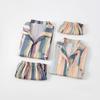 Spring and summer new retro oil painting striped pajamas couple casual loose short-sleeved trousers set loungewear