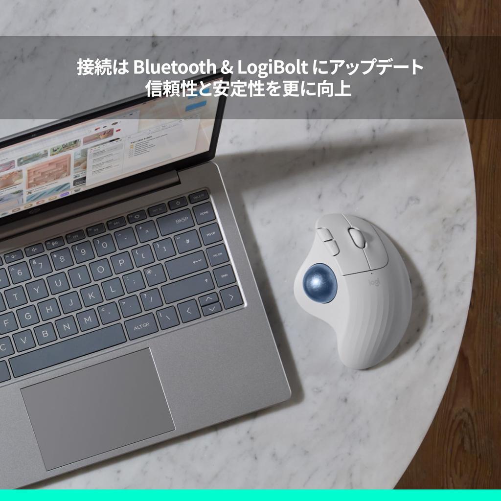 Logitech (Logicool) ERGO M575SP Wireless Trackball Mouse, Silent Click, Ergonomic Design, Bluetooth, 5 Buttons, Thumb Operation, M575 M575S, Off-White