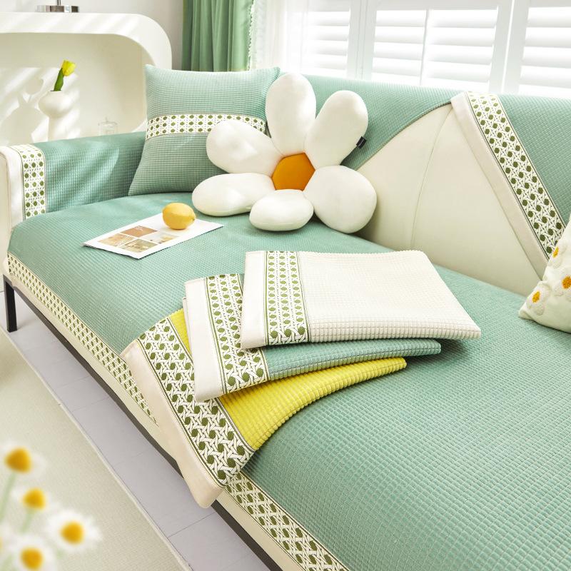 Solides Mais samt Sofa Kissen Anti-Rutsch Spitze Rand Universal Alle Jahreszeiten Moderne Couch Abdeckung