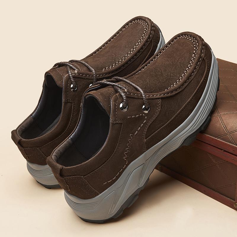 Fashion Genuine Leather Mens Casual Shoes Non-Slip Lace-Up Hiking Shoes Sneakers New Fashion Male Treking Footwear Comfortable Trainers