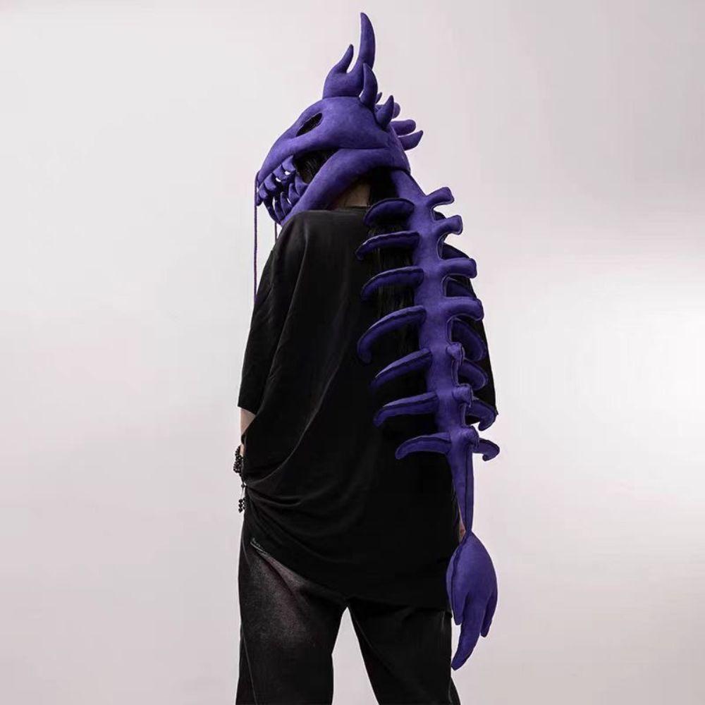 Plush Material Dragon Headpiece Exoskeleton Spine Tail Plush Cosplay Helmet Cosplay Party