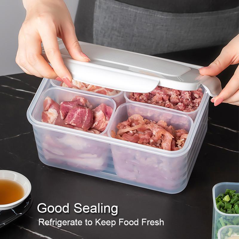 Refrigerator Meat Preservation Storage Box Food Grade Freezer Separate Frozen Meat Compartments for Kitchen Organization Boxes