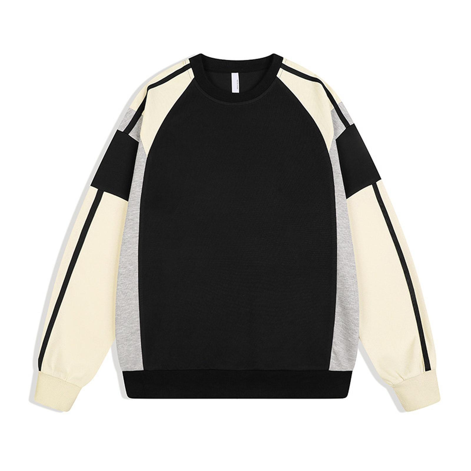 

Классическая ретро-толстовка, Повседневная толстовка с круглым вырезом, Рукава со спущенным плечом, Универсальный спортивный топ XXL чёрный