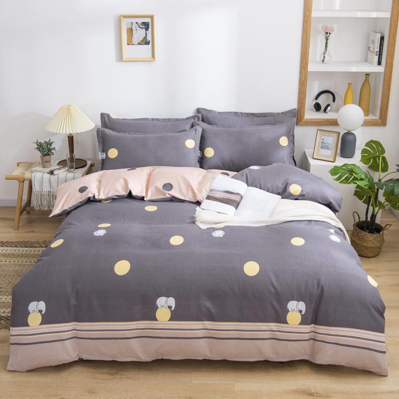 Live Stream Thickened Platinum Cotton Sanded Four-piece Set, Bed Sheet Quilt Cover, Student Dormitory Three-piece Set, Bedding