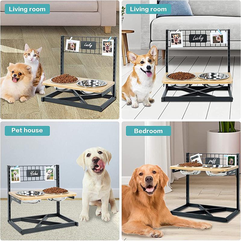 Podwyższone miski dla psa Podniesiona miska dla zwierzęcia z 2 miskami ze stali nierdzewnej Karmnik dla zwierząt Miski na karmę dla psa dla kotów Szczeniąt Małych Średnich Dużych Psów
