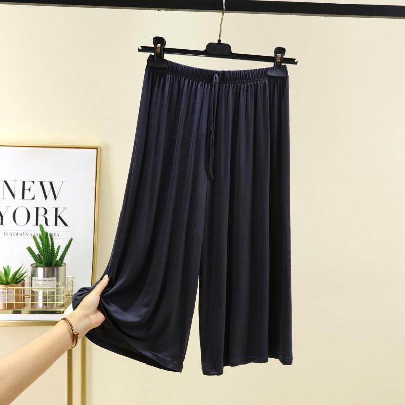 Plussstørrelse 6XL Dame Modal Bukse Legglengde Sommer Vide Ben Bukser Snøring Korte Bukser Fritidsbukser Hjemmebukser