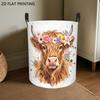 1pc Scottish Highland Cow Laundry Basket with Sturdy Handle & Cute Highland Cow Print - Round Storage Box Suitable for Bathroom, Laundry Room Organiza
