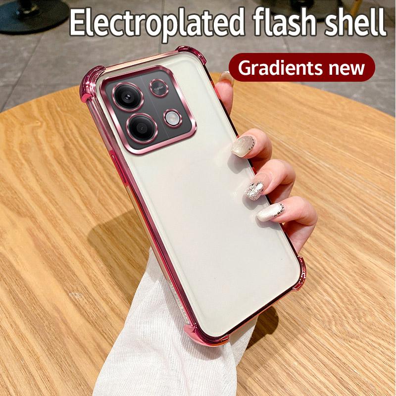 For Xiaomi Redmi Note 13 Pro 4G Case Xiaomi Poco M6 Pro 4G Phone Case Shiny Glitter Plating Silicone Camera Lens Soft Back Cover