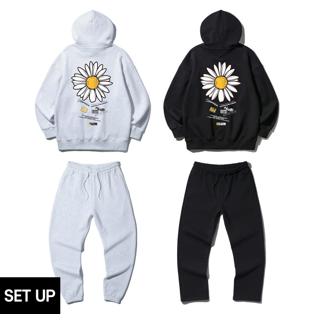 [Set] Chamomile Oversized Hoodie & Jogger/Semi-Wide Pants Set