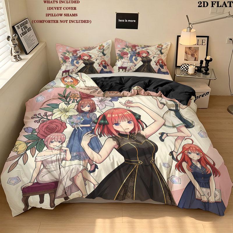 5Toubun Pattern Bedding Quilt Set Quilt Cover Pillowcase Home Birthday Gift(1 * duvet cover + 2 * pillowcase, without core)