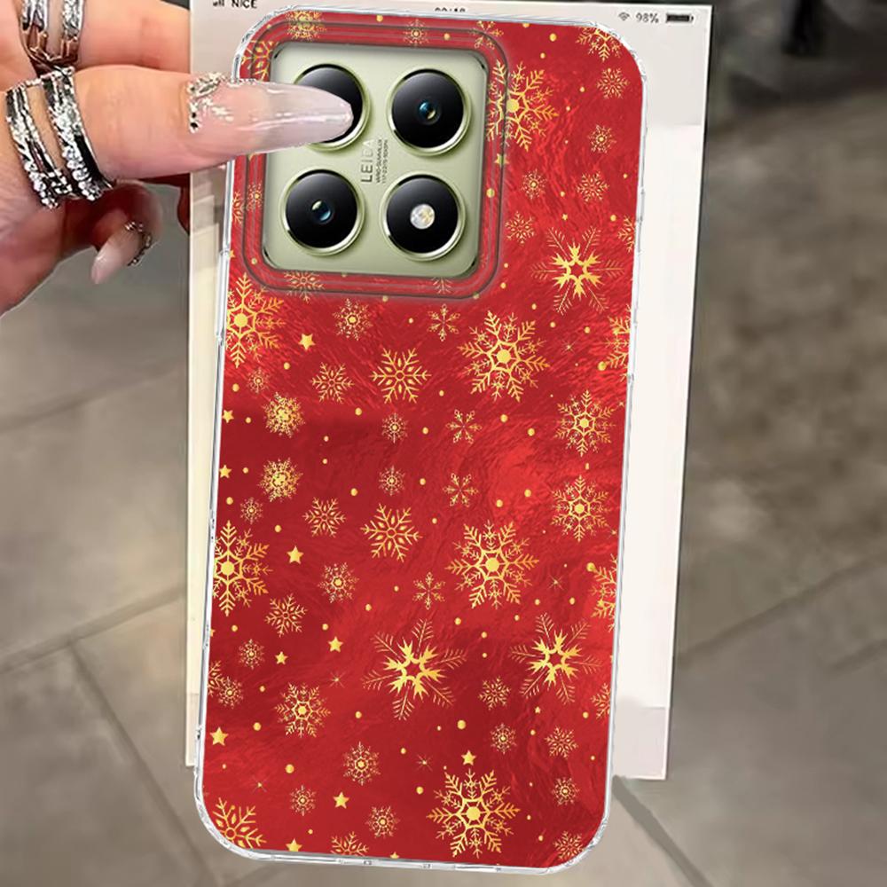 Luxury Glitter Christmas Snowflake Phone Case For Xiaomi 14T 13T 11 Lite NE Poco X5 M6 X6 X7 X3 Pro NFC C65 C61 M5S Hard Cover