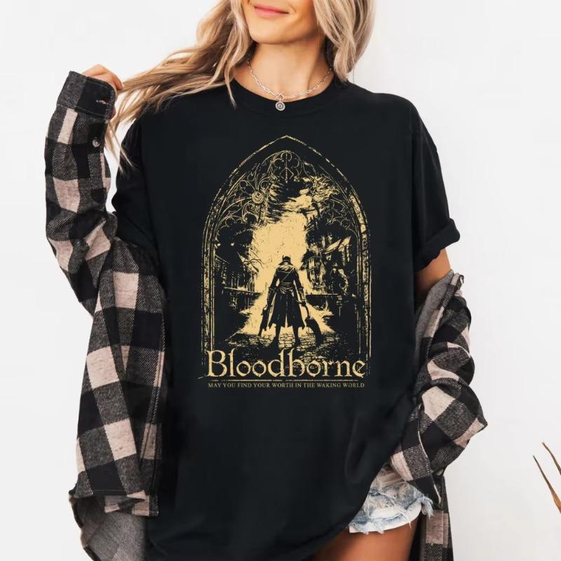 Bloodborne Shirt Hidetaka Miyazaki Soulsborne Game Tee Graphic Clothing Graphic Short Sleeve Shirt Unisex Unisex Women AllSeason