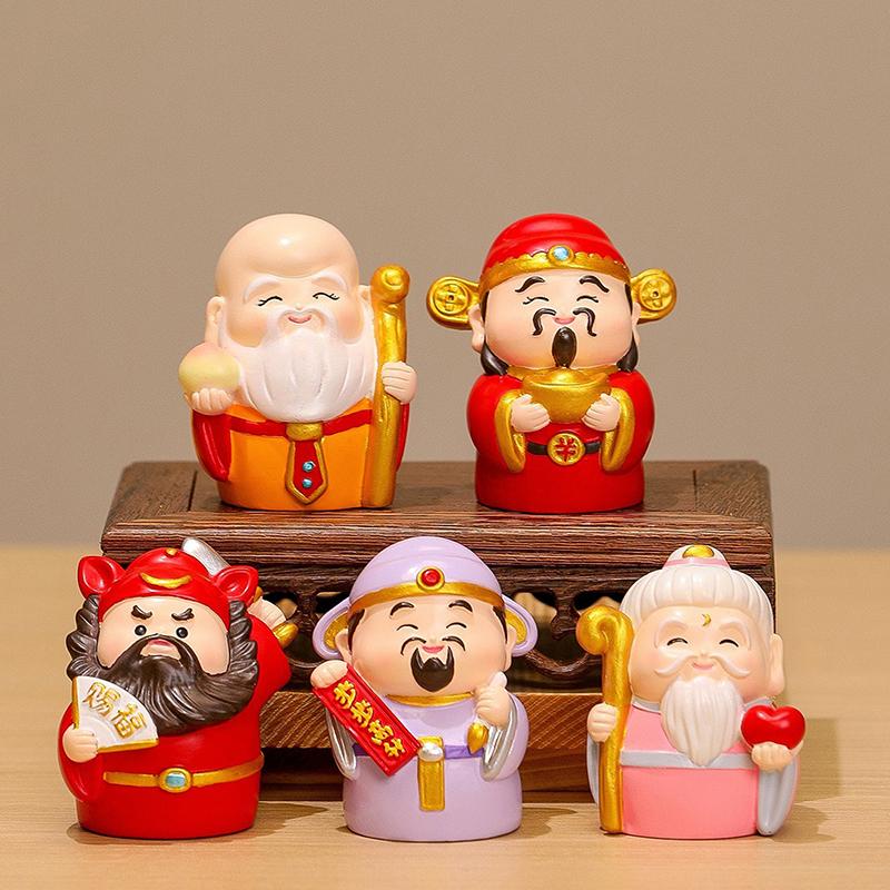 Cute God Of Wealth Ornaments Chinese Style Immortals Shentai Home Entry Workstations Office Desktops Emotional Stability Decor.