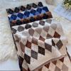 Women Retro Diamond Plaid Long Faux Cashmere Warm Versatile Neck Scarf