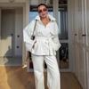 2025 European Autumn Cardigan with Stand-up Collar and Belted Waist, Paired with Loose Temperament Trousers