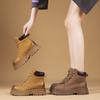 Autumn and Winter New Short Boots Thick-soled Versatile Leather Velvet Rhubarb Boots Martin Boots Women's Tooling Boots