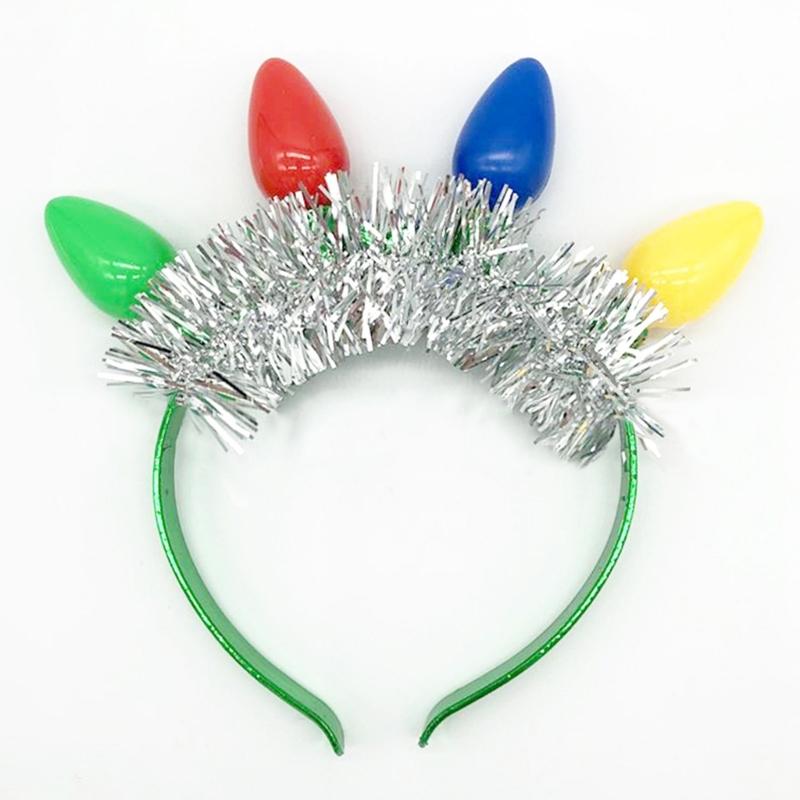 Weihnachts-LED-Glühbirnen-Stirnband Leuchtet im Dunkeln Partyzubehör Leuchtende Kopfbedeckung Haarschmuck für Frauen Mädchen