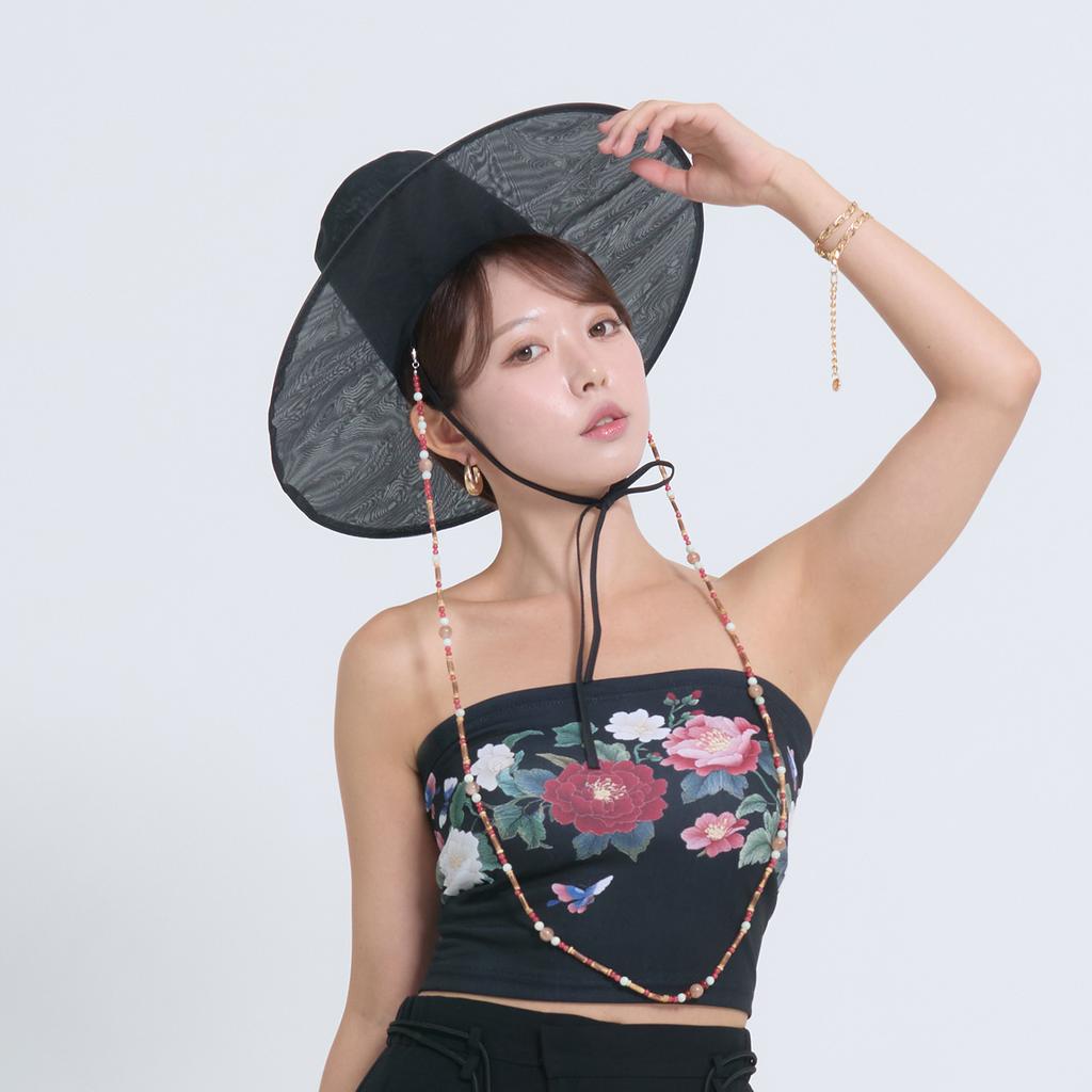 Korean Traditional Pattern Graphic Tube Top [Peony Butterfly Painting)