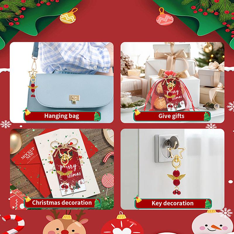 24Pcs Christmas Keychain Bulk Christmas Party Favors Pendant Keyring, Charm Key Chain Craft Accessories For Xmas Supplies
