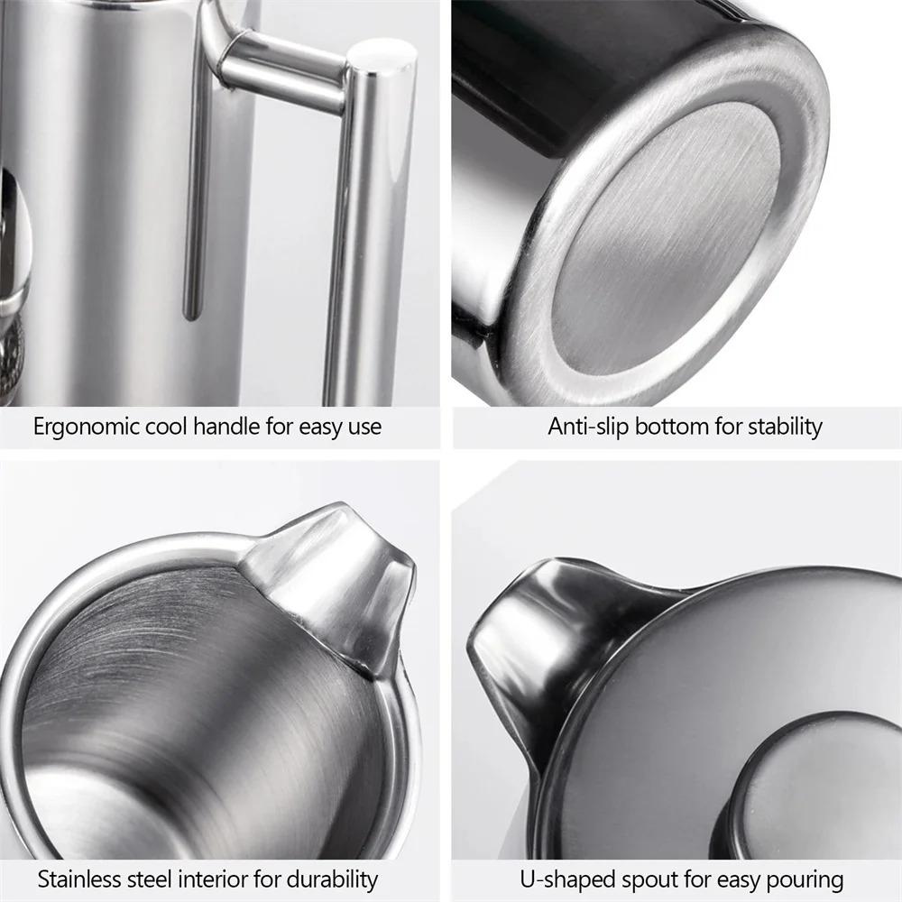 Double Walled Coffee Maker Pot Stainless Steel French Press Coffee Maker Coffee Press Filter Pot
