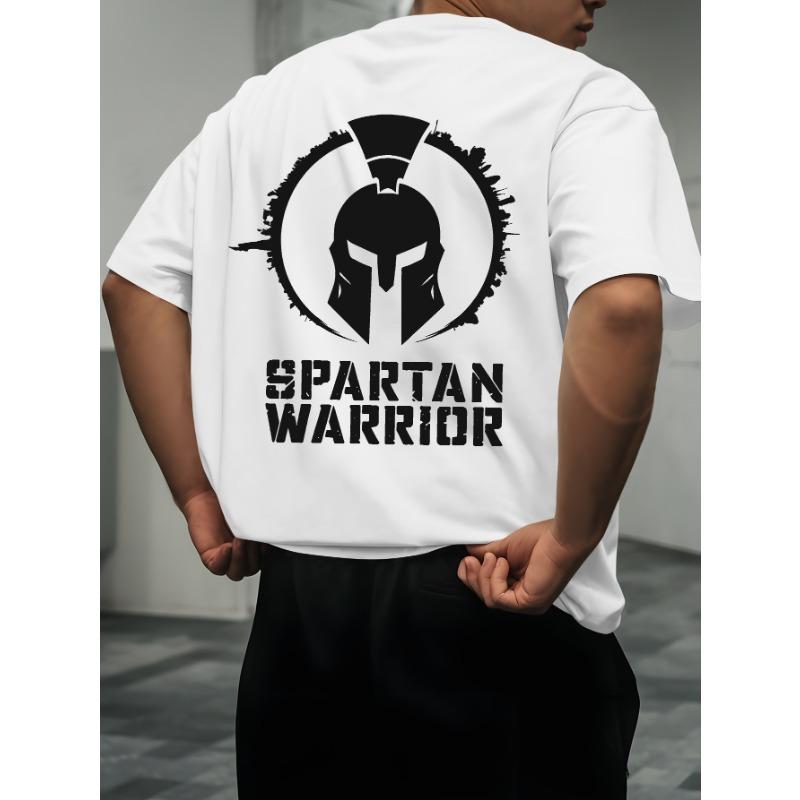 European Size Spartan Warrior Summer Outdoor Sports and Casual Large-size Short-sleeved T-shirts, Men's Trendy Fashion Prints, Loose Base Shirts