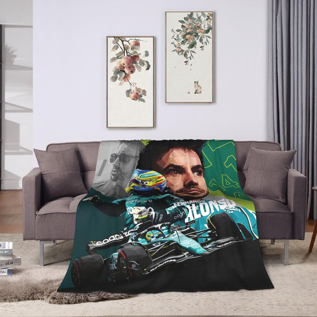 Coperte da Corsa Fernando Alonso Flanella Invernali Coperte Morbide Multifunzione per Divano Letto Trapunta