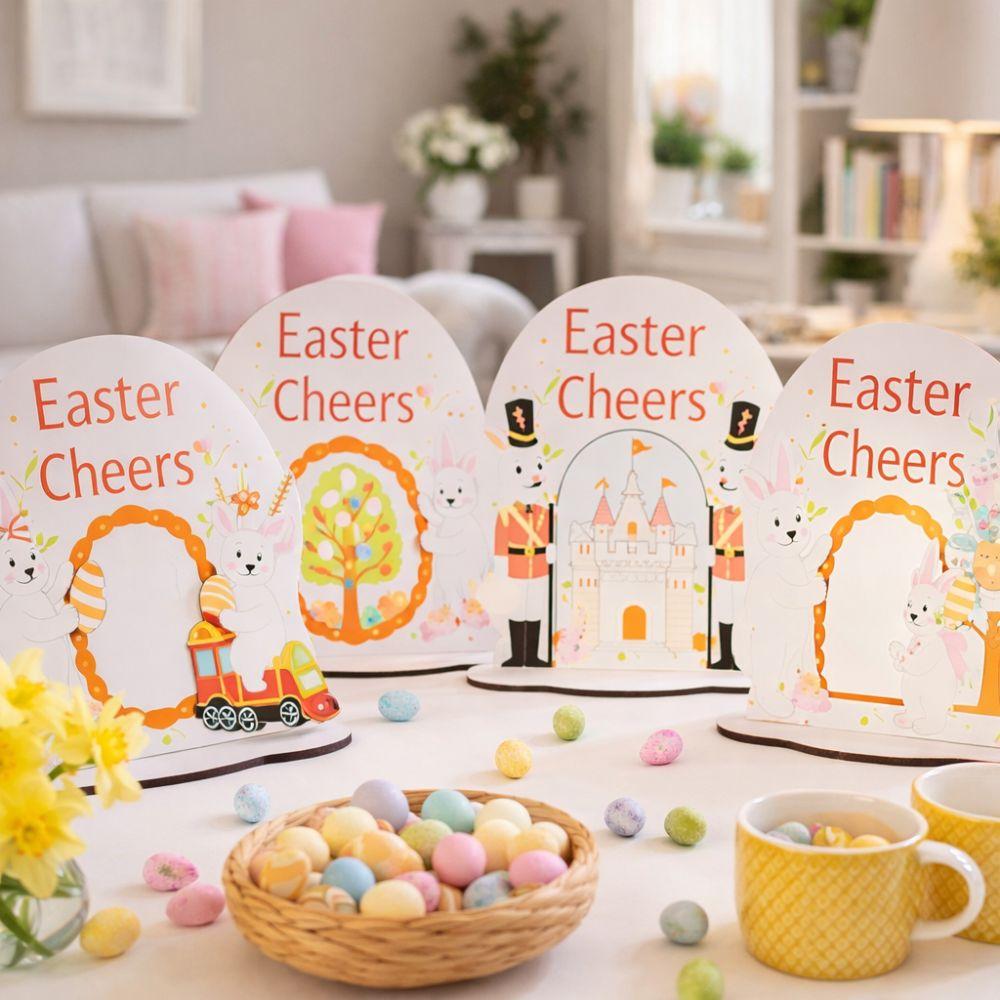 Party Supplies Cartoon Easter Bunny Decor Colorful Standing Bunny Eggs Decor Handmade Easter Table Centerpieces Holiday Party