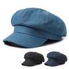 New Denim Octagonal Hat Big Head Circumference Painter Hat Retro Beret Autumn and Winter Versatile Face Small Visor Children