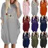 Women Dress Pullover Stylish Loose Fit Short Sleeve Casual Dress With Pocket