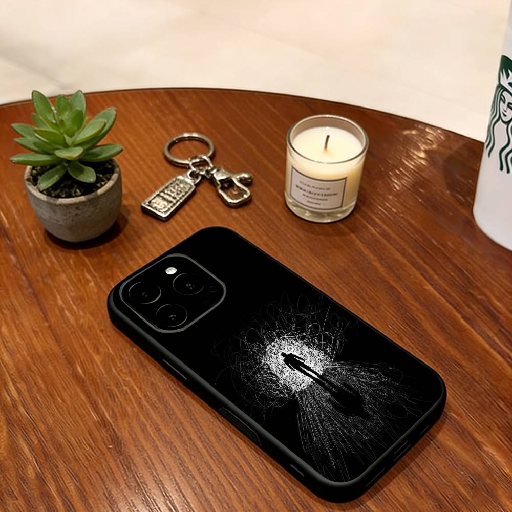 Line Bondage Phone Case For iPhone 17,16,15,14,13,12,11 Plus,Pro Max,XS,Soft Silicone Black Cover