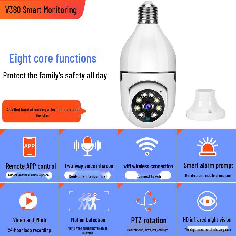 V380Pro Panoramic HD Smart Bulb Indoor Surveillance Camera