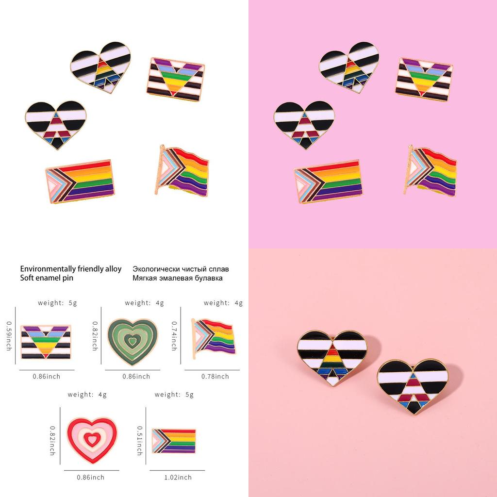 Creative Heart Shaped Rainbow Brooch Stylish Alloy Enamel Pin For Fashionable Personalization