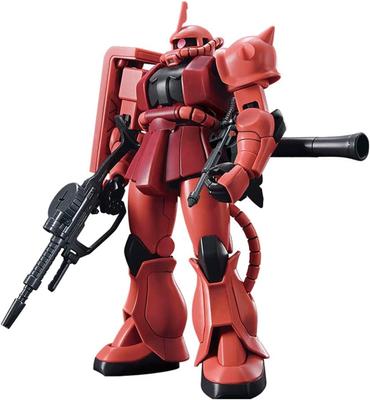 BANDAI SPIRITS Plastikový model HGUC Mobile Suit Gundam Char's Zaku II v měřítku 1/144 s barevným kódováním.