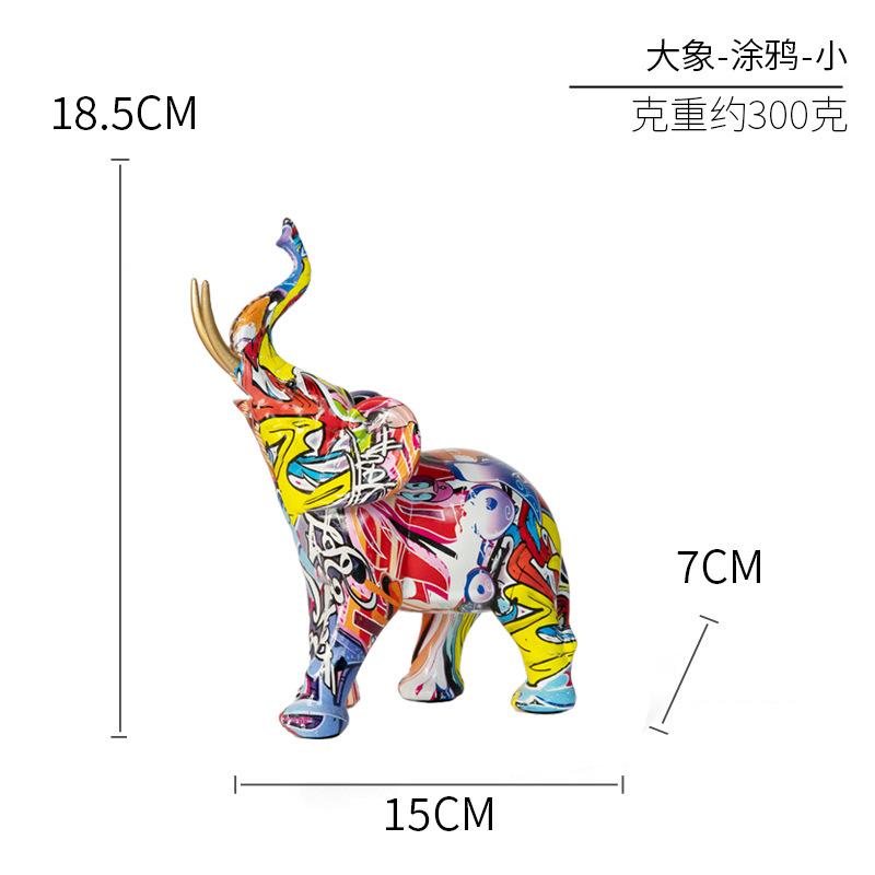 New Creative Resin Crafts Graffiti Colorful Elephant Ornaments Home Decor Living Room Foyer Desktop Ornaments Decorative Gifts