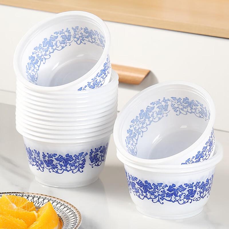 

Disposable Plastic Blue and White Porcelain Bowls