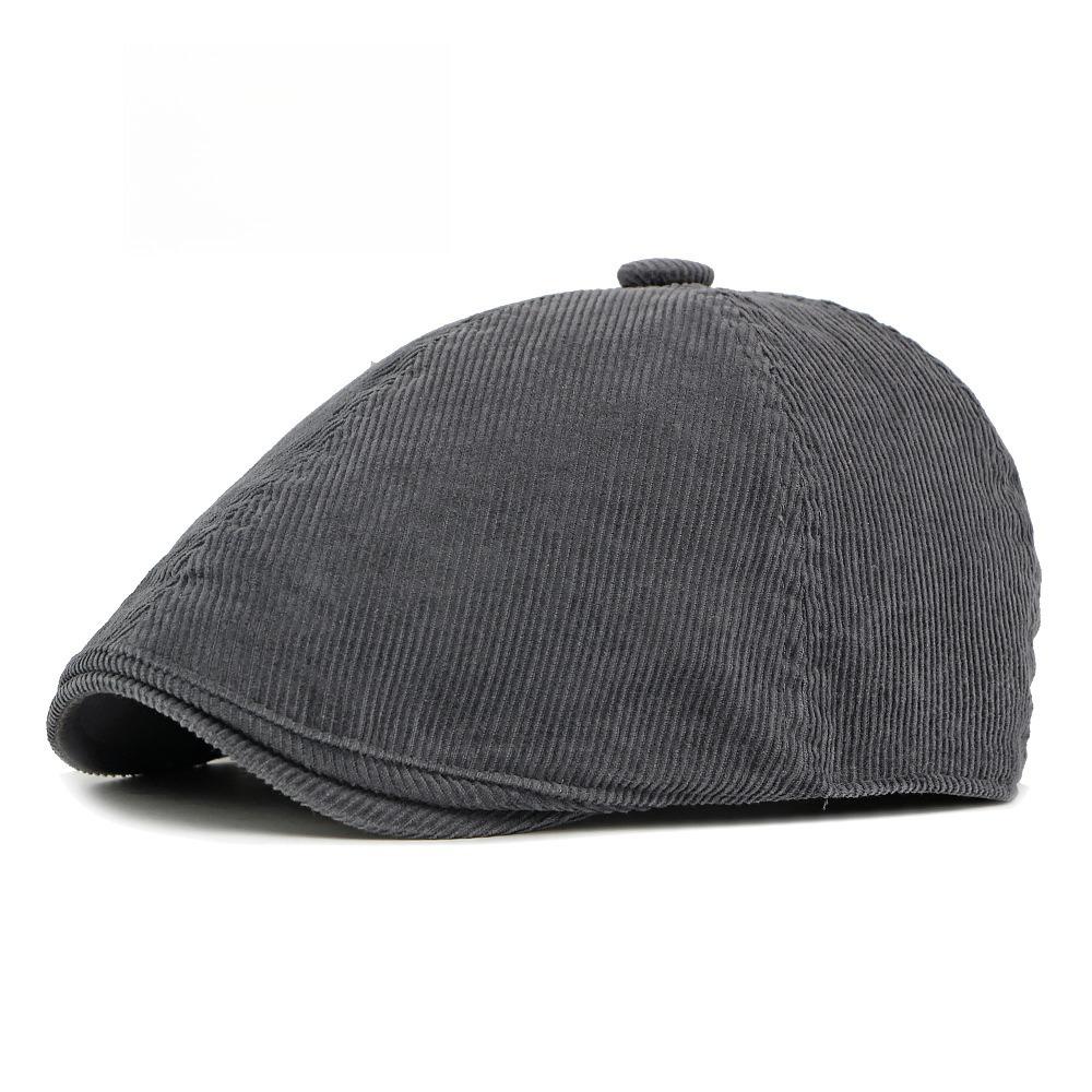 Retro Corduroy Flat Cap for Men Women Vintage British Style 6-Panel Newsboy Hat Unisex Casual Ivy Cabbie Peaked Cap Beret