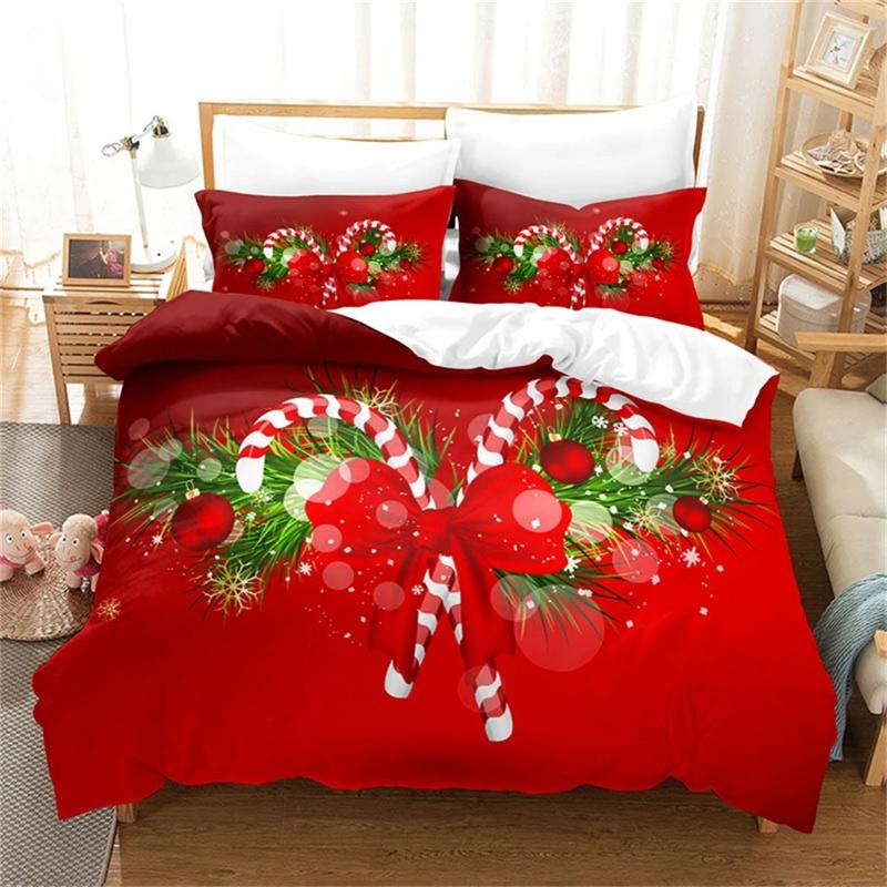 Christmas Happy New Year Red Santa Claus Queen King Full Size Duvet Cover Bedding Linen Set 2 Seater Bedspread 200x200 240x220