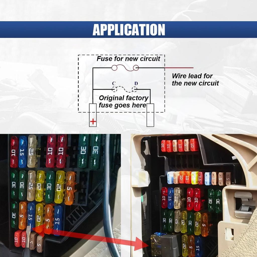 ZIMISI 5PCS 12V Car Add-a-Circuit Fuse, Standard APR ATO ATC Blade Fuse Holder with 5 x 5A Inserts, Automotive Fuses TAP Adapter Set for Car, Boat,
